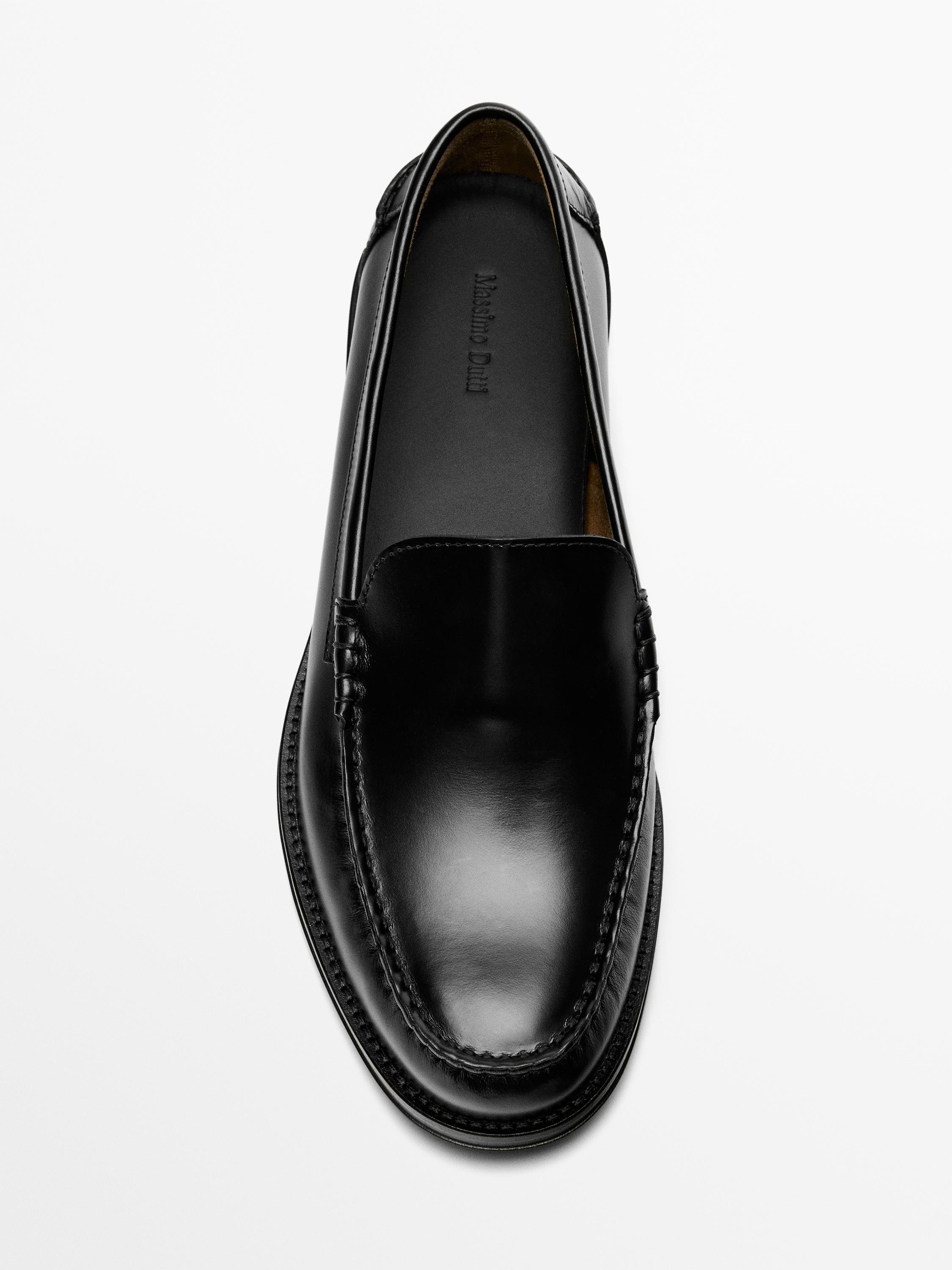 Leather loafers with glossy finish